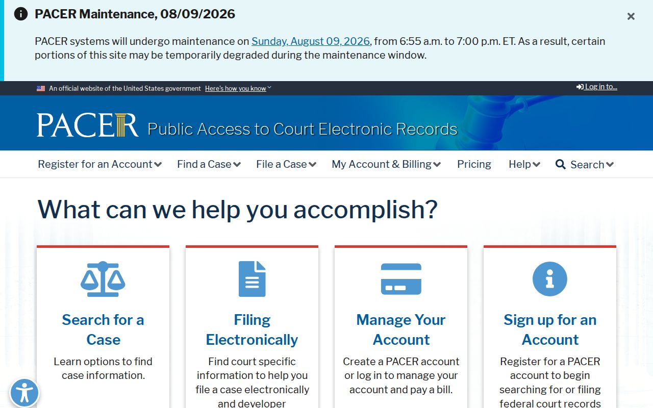 Cameron County criminal records federal PACER search