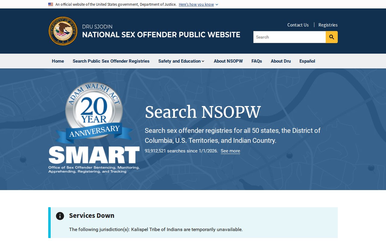 National search layer for Cameron County sex offender records